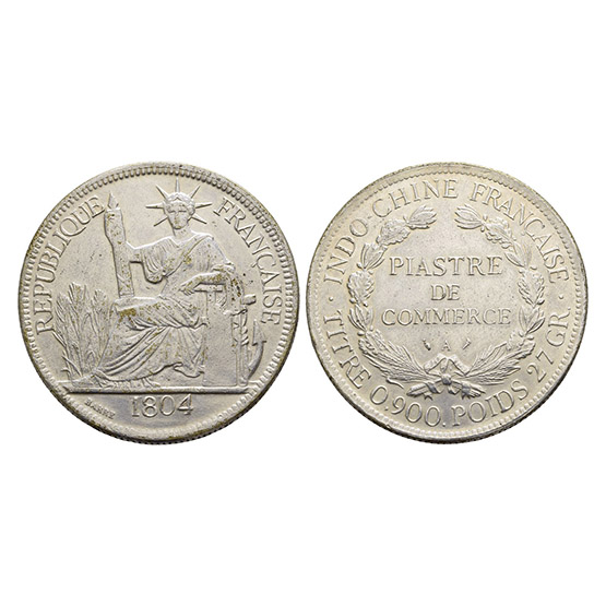 French Indo-China One Piastre 1804 Unknown Date Reproduction.