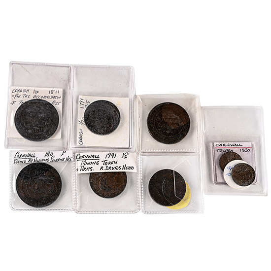 England. Group of Eight [8] Cornwall AE Tokens.