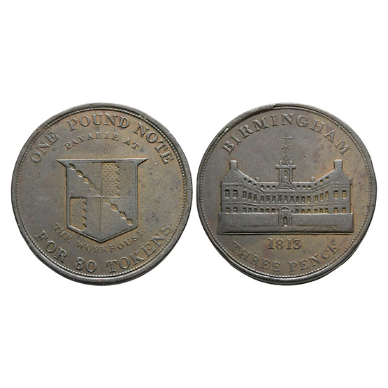 England. Birmingham, Large Warwickshire AE One Pound Note Trade Token.