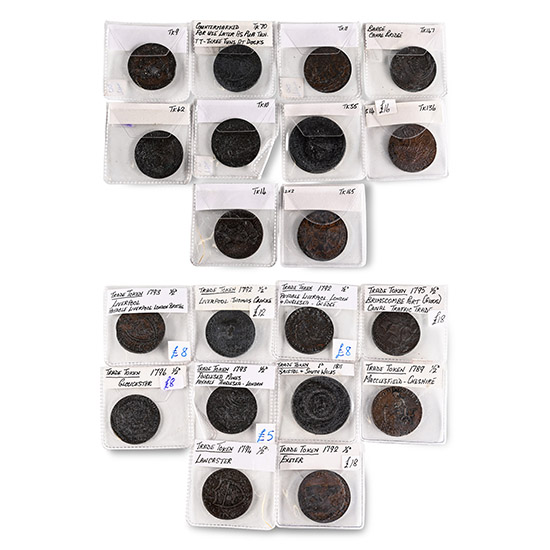 Group of Ten [10] English Trade and Other AE Tokens.