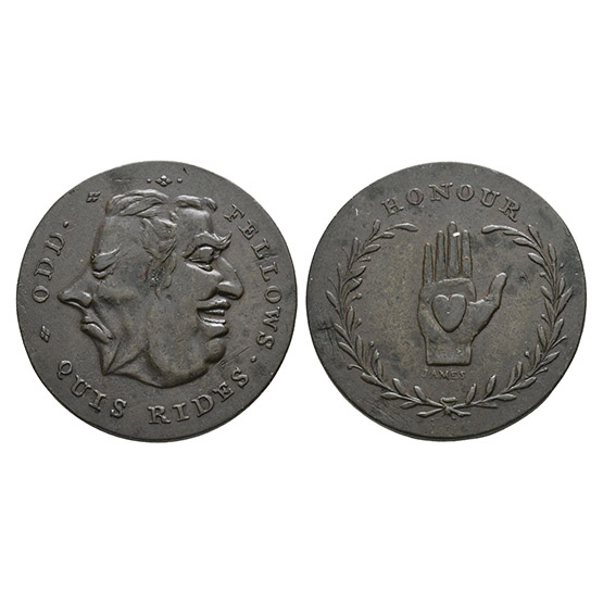 England. Spences Odd Fellows Conder AE Halfpenny.