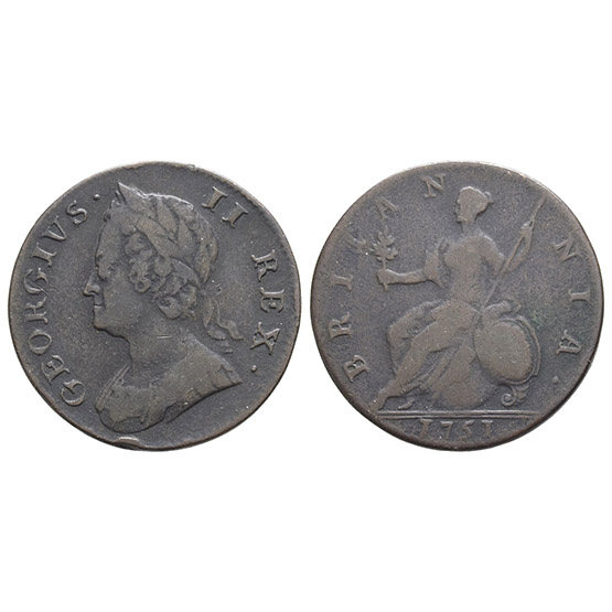Great Britain. Hanover, George II CU Halfpenny.