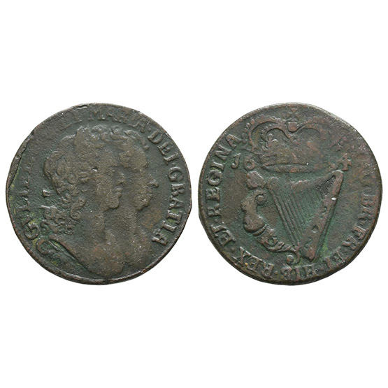 Ireland. Stuart (Orange), William and Mary CU Halfpenny.