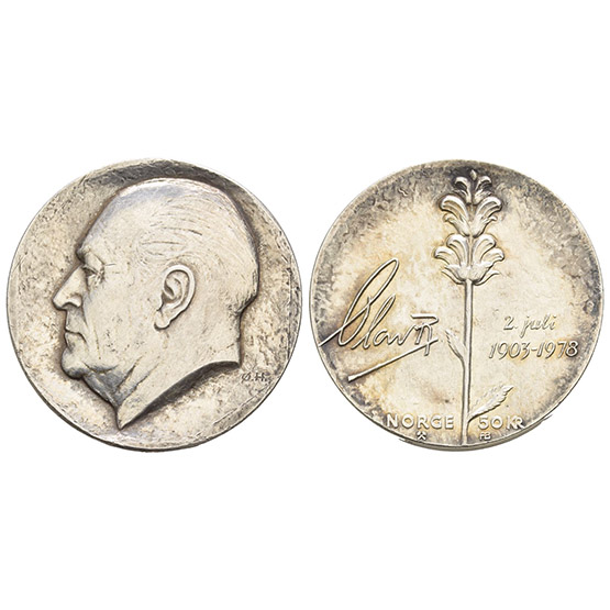 Norway. King Olav V AR Commemorative 75th Birthday Medal.