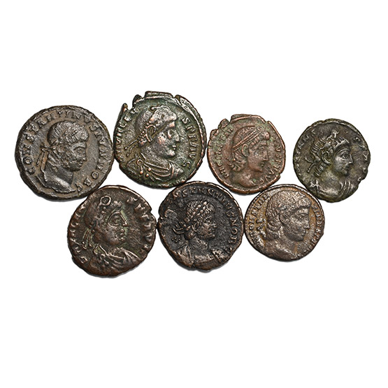 Group of Seven [7] Constantinian BI Coins.