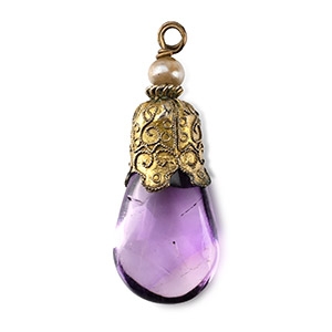 Georgian Silver-Gilt Pendant with Amethyst and Pearl
