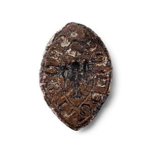 Medieval Thames Lead Vesica-Shaped Seal Matrix for Robert