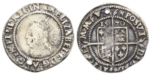 England. Tudor, Elizabeth I AR Sixpence.