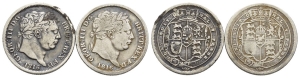 Group of Two [2] Great Britain, George III AR Shillings.
