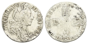 England. Stuart (Orange), William III AR Sixpence.