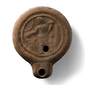 Roman Terracotta Oil Lamp with Minerva Standing
