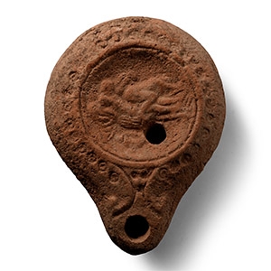Roman Terracotta Oil Lamp with Erotic Scene