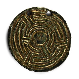 Anglo-Saxon Gilt Bronze Necklace Pendant with Trefoil Design