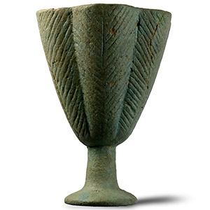 Egyptian Blue-Glazed Faience White Lotus Chalice