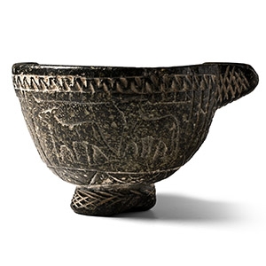 Western Asiatic Black Stone Bowl with Bulls