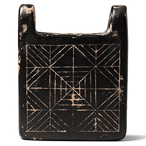 Western Asiatic Black Stone Kohl Pot with Geometric Design