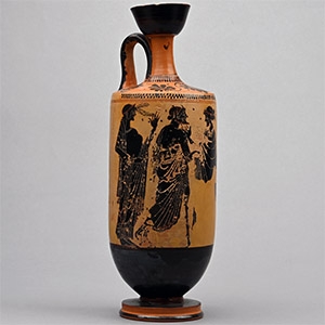 Greek Terracotta White-Ground Painted Lekythos Attributed to the Athena Painter
