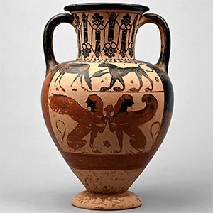 Chalcidian Terracotta Amphora Attributed to the Phineus Painter