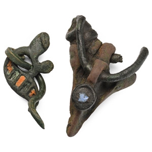 Romano-Celtic Enamelled Bronze Dragonesque Brooch Group