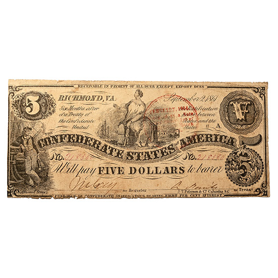 Confederate States of America, Five Dollars T36.