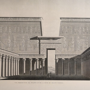 Very Large Egyptian Expedition Lithograph of the Temple of Edfu