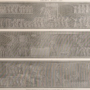 Very Large Egyptian Expedition Lithograph of the Temple of Medynet-Abou at Thebes