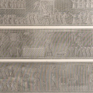 Very Large Egyptian Expedition Lithograph of the Reliefs of the Temple of Medynet-Abou at Thebes