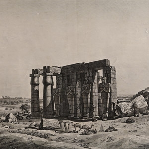 Very Large Egyptian Expedition Lithograph of the Memnonium at Thebes
