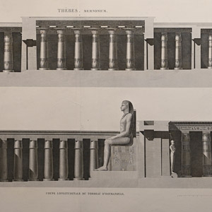 Very Large Egyptian Expedition Lithograph of the Memnonium at Thebes and Tomb of Ozymandias