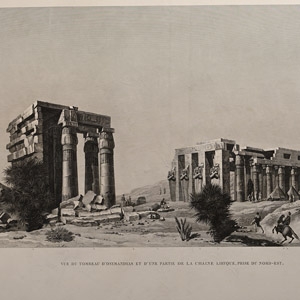 Very Large Egyptian Expedition Lithograph of the Memnonium at Thebes and Tomb of Ozymandias