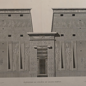 Very Large Egyptian Expedition Lithograph of the Temple of Edfu