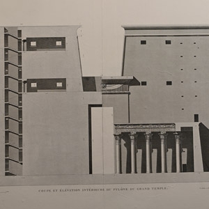 Very Large Egyptian Expedition Lithograph of the Temple of Edfou