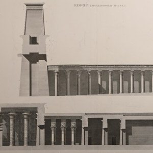 Very Large Egyptian Expedition Lithograph of the Temple of Edfou