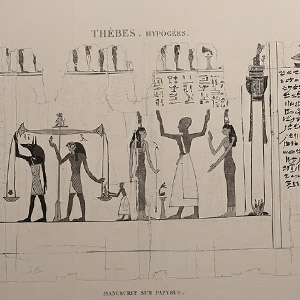 Very Large Egyptian Expedition Lithograph of the Hypogees Papyrus Manuscript from Thebes
