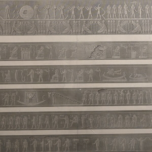 Very Large Egyptian Expedition Lithograph of Reliefs at the Grand Temple of Edfu
