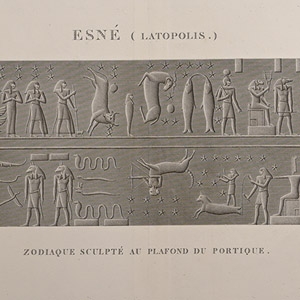 Very Large Egyptian Expedition Lithograph of Reliefs at Esna