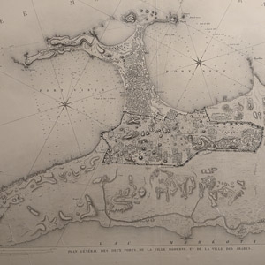 Very Large Egyptian Expedition Lithograph of a Plan of Alexandria