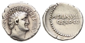 Marc Antony and M. Junius Silanus AR Denarius.