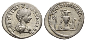Geta, as Caesar, AR Denarius.