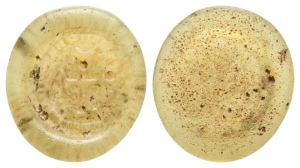 Byzantine Glass Coin Weight of a Semissis(?).