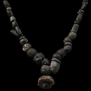 Roman and Later Black Glass Bead Necklace String