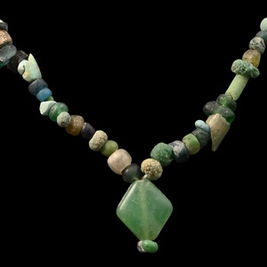 Roman Green Glass Bead Necklace String
