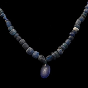 Roman Deep Blue Glass Bead Necklace String