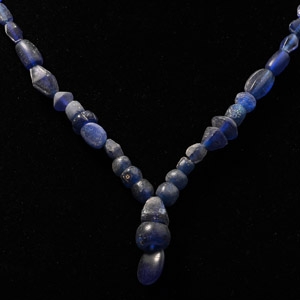 Roman Deep Blue Glass Bead Necklace String