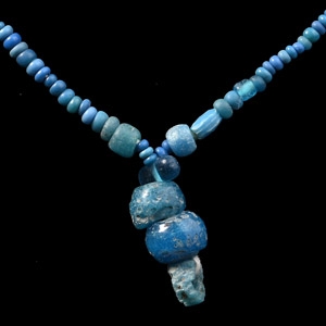 Roman Deep Blue Glass Bead Necklace String