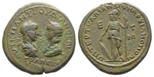 Gordian III and Tranquillina AE Pentassarion or 5 Assaria of Marcianopolis, Moesia Inferior.