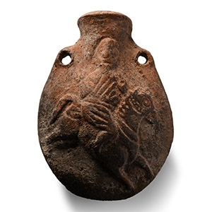 Byzantine Ceramic Pilgrims Flask with Christ and Donkey