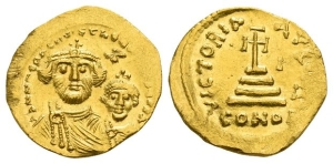 Heraclius, with Heraclius Constantine AV Solidus.
