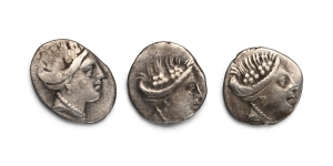 Group of Three [3] Euboia, Histiaia AR Tetrobols.