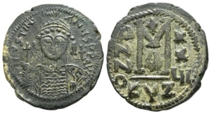 Justinian I AE 40 Nummi or Follis.